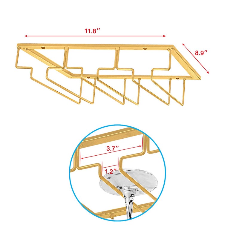 MOCOUM Under Cabinet Stemware Rack - Wire Wine Glass Holder with Storage for Cabinet, Kitchen, Bar - Image 3